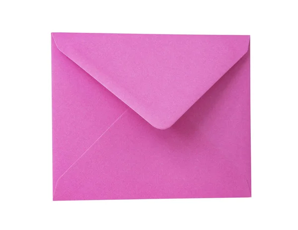 Roze Papieren Envelop Ansichtkaart Geïsoleerd Witte Achtergrond — Stockfoto