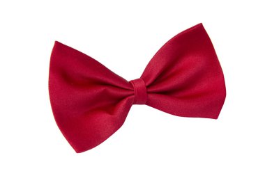 Kırmızı papyon elbise aksesuarı beyaz arkaplanda izole edilmiş.