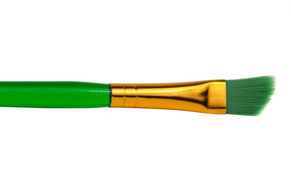 Grön Pensel För Färg Isolerad Vit Bakgrund — Stockfoto