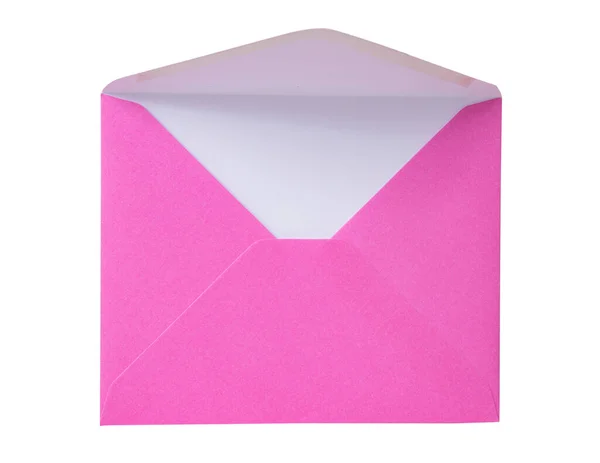 Tarjeta Postal Papel Rosa Aislada Sobre Fondo Blanco — Foto de Stock