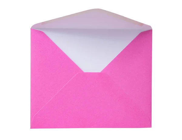 Pink Paper Envelope Postcard Isolated White Background — Stock Photo, Image