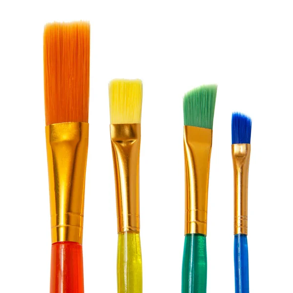 Plastic Multicolor Brush Paint Isolated White Background — Stock Photo, Image