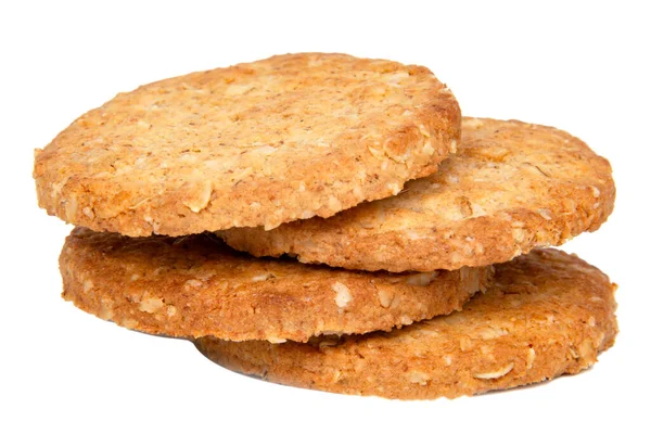 Spannmål Klassiska Cookies Isolerade Den Vita Bakgrunden — Stockfoto