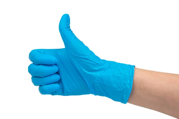 Blauw Nitril Medische Handschoenen Handen Geïsoleerd Witte — Stockfoto