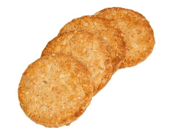 Spannmål Klassiska Cookies Isolerade Den Vita Bakgrunden — Stockfoto