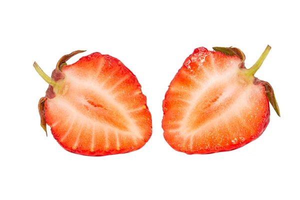 Vörös Eper Gyümölcs Elszigetelt Fehér Alapon — Stock Fotó