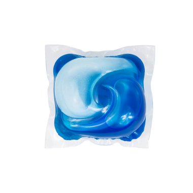 Beyaz arka planda izole edilmiş kumaş için jel kapsül tozu.