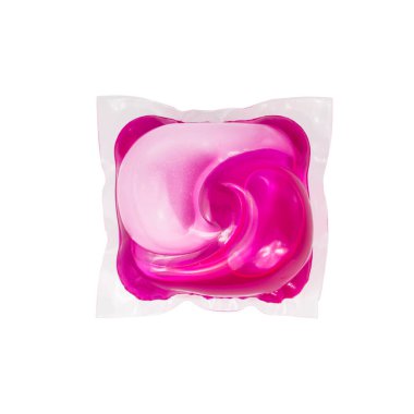 Beyaz arka planda izole edilmiş kumaş için jel kapsül tozu.