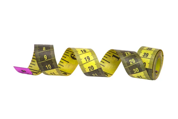 Spiral Colored Tape Measure Rolled Isolated White Background — Foto de Stock