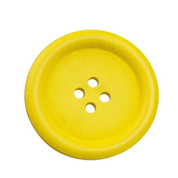 Yellow Cloth Button Photo Wood Material Isolated White Background — Stockfoto
