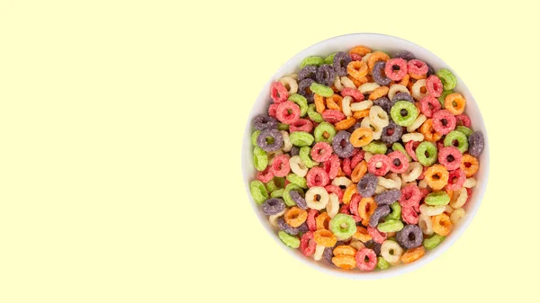 Delicious Nutritious Fruit Cereal Loops Multicolored Flavorful White Background Healthy — ストック写真