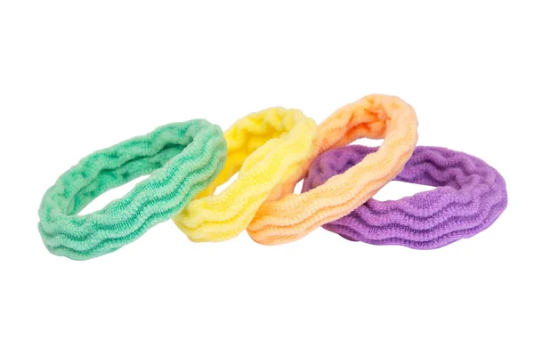 Elastic Scrunchy Multicolor Rubber Hair Isolated White Background — Stock Photo, Image