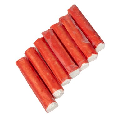 Yengeç besin ürünlerini beyaz arkaplanda izole eder