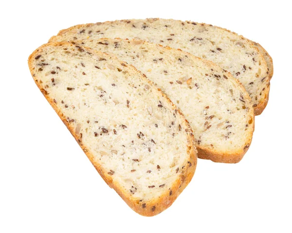 Whole Wheat Bread Slices Homemade Baked Isolated White Product — Photo