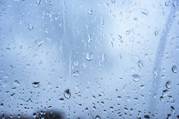 Wet Rain Drops Window Glass Season Mood Natural — Foto Stock