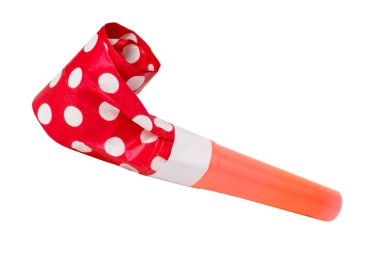 Party foil whistle festive noisemaker blowout isolated on the white