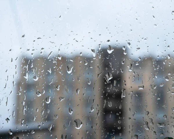 Мокрий Дощ Падає Вікно Скляний Сезон Настрій Натуральний — стокове фото