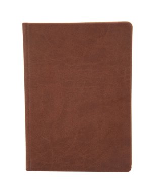 Leather brown notebook planner isolated on the white background