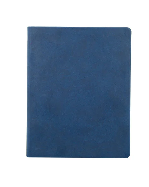 Leather Blue Notebook Planner Isolated White Background — 스톡 사진