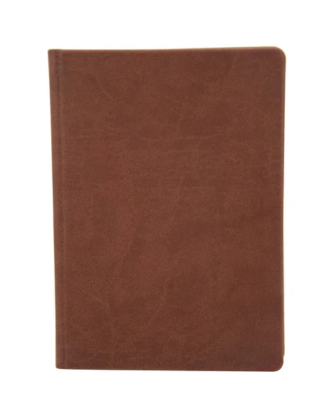 Leather Brown Notebook Planner Isolated White Background — 스톡 사진