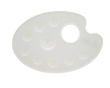 Boya çekmek için beyaz plastik palet izole