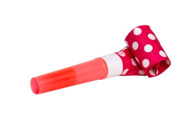 Party foil whistle festive noisemaker blowout isolated on the white