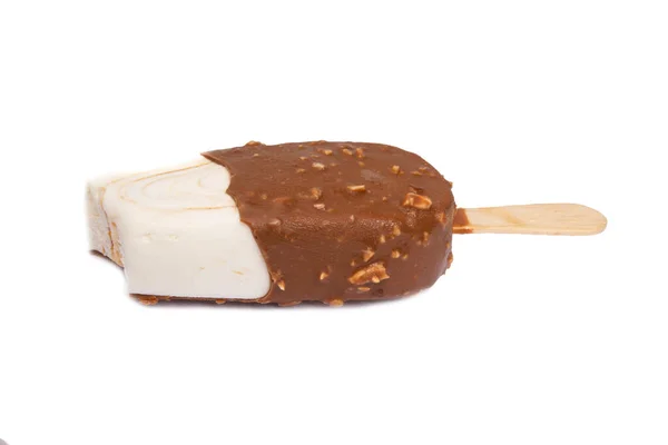 Čokoládové Glazované Zmrzlina Escimo Chutné Izolované Bílém — Stock fotografie