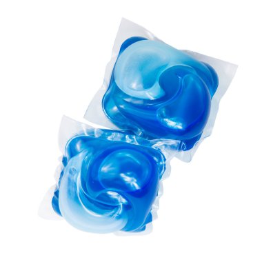 Liquid powder for washing gel capsule isolated on the white background