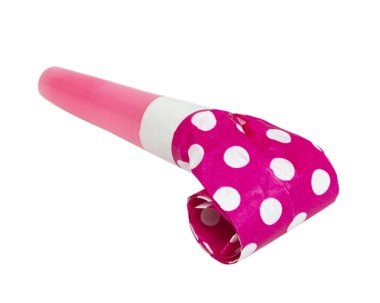 Party horn blowout in dots isolated on the white background