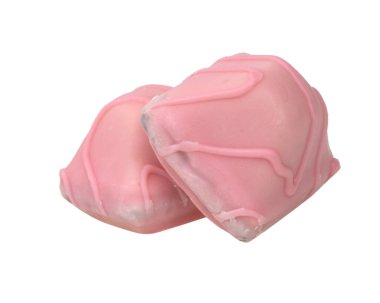 Pink candy bonbon waffle isolated on the white background