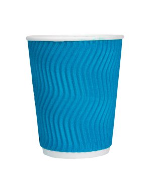 Beyaz arka planda izole edilmiş çay için kıvrımlı kağıt bardak.