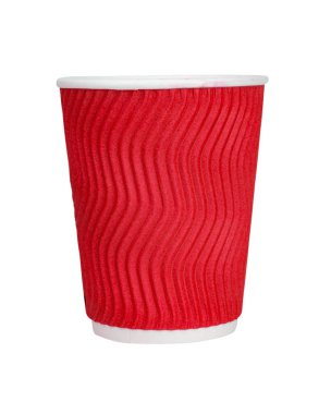 Beyaz arka planda izole edilmiş çay için kıvrımlı kağıt bardak.