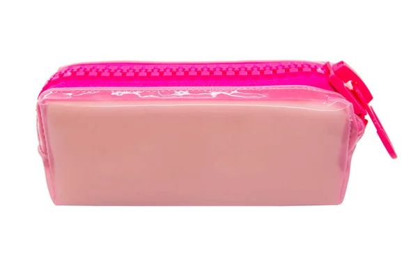 Pink Pencil Pen Case Container Isolated White Background — Stock fotografie