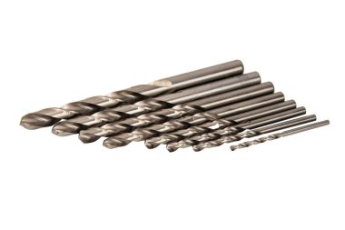 Beyaz arkaplanda izole edilmiş matkap metali için çok bit