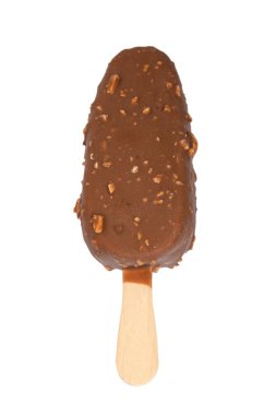 Eskimo dondurması çikolatası beyaz arka planda izole edilmiş.