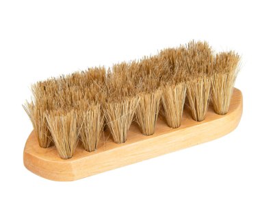 Ayakkabı botları için fırça temizliği beyaz arka planda izole edildi