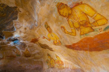 Sigiriya rock eski mağara freskleri kadınlar s