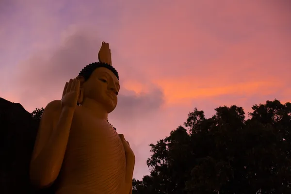 Golden Skinny Buddha Tempio Unawatuna Tramonto H — Foto Stock