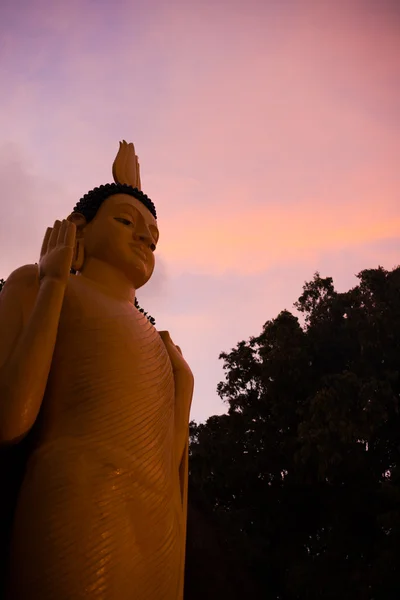 Goldene dünne Buddha Tempel unawatuna Sonnenuntergang v — Stockfoto