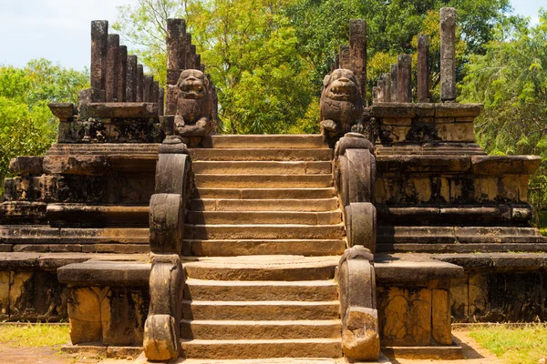 Front Steps Audience Hall Polonnaruwa Ruins Lions Stock Photo