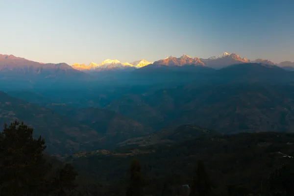Morning Sun Kangchenjunga Peak Valley Himalayas — Stock Photo, Image