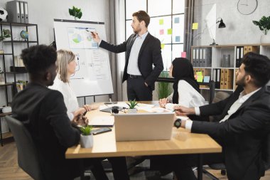 Finansör çeşitli şirket çalışanlarıyla toplantı yapıyor.