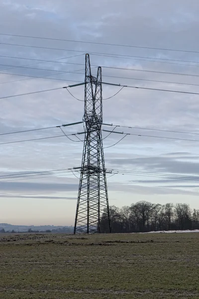 Pylône électrique au coucher du soleil — Photo