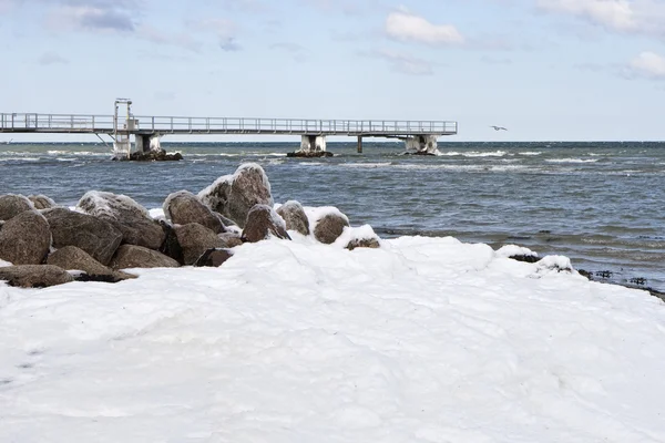 Icy Bathing Jetty — Stock Photo, Image