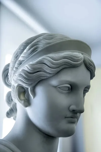 Großaufnahme Auf Dem Kopf Einer Statue Aus Marmor — Stockfoto
