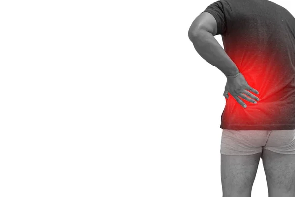 Close Man Back Pain Kidney Inflammation Ache Man Body Painful — Foto Stock