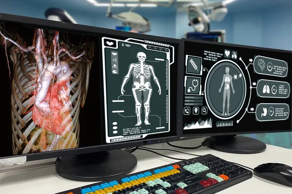 Close Viewing Analytics Hologram Human Anatomy Skeleton Feature Medical Science — Stok fotoğraf