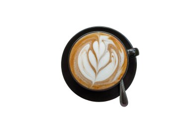 Siyah fincanlar, parlak beyaz arka planda sıcak kahve.