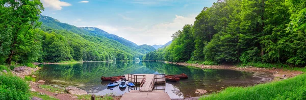 Panorama Lago Biogradskoe Início Manhã Montenegro — Fotografia de Stock