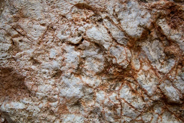 Pedra Branca Com Manchas Vermelhas Textura Ondulada Estrutura Pedra Inclusões — Fotografia de Stock